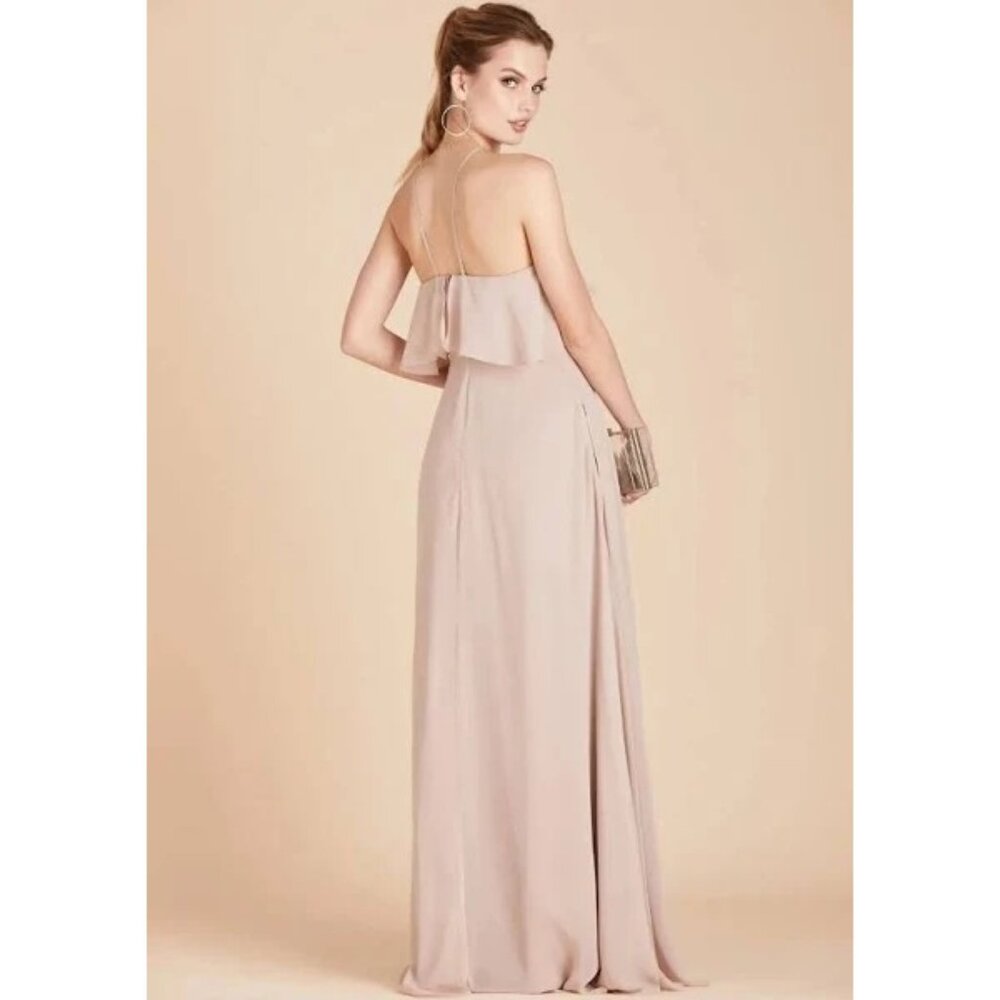 NEW Birdy Grey Jules Champagne Maxi Dress XL Ruffled Halter Bridesmaid Formal Pr - Picture 10 of 11